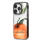 Orange Blossom Personalised Name iPhone 14 Pro Black Impact Case Side Angle on Silver phone