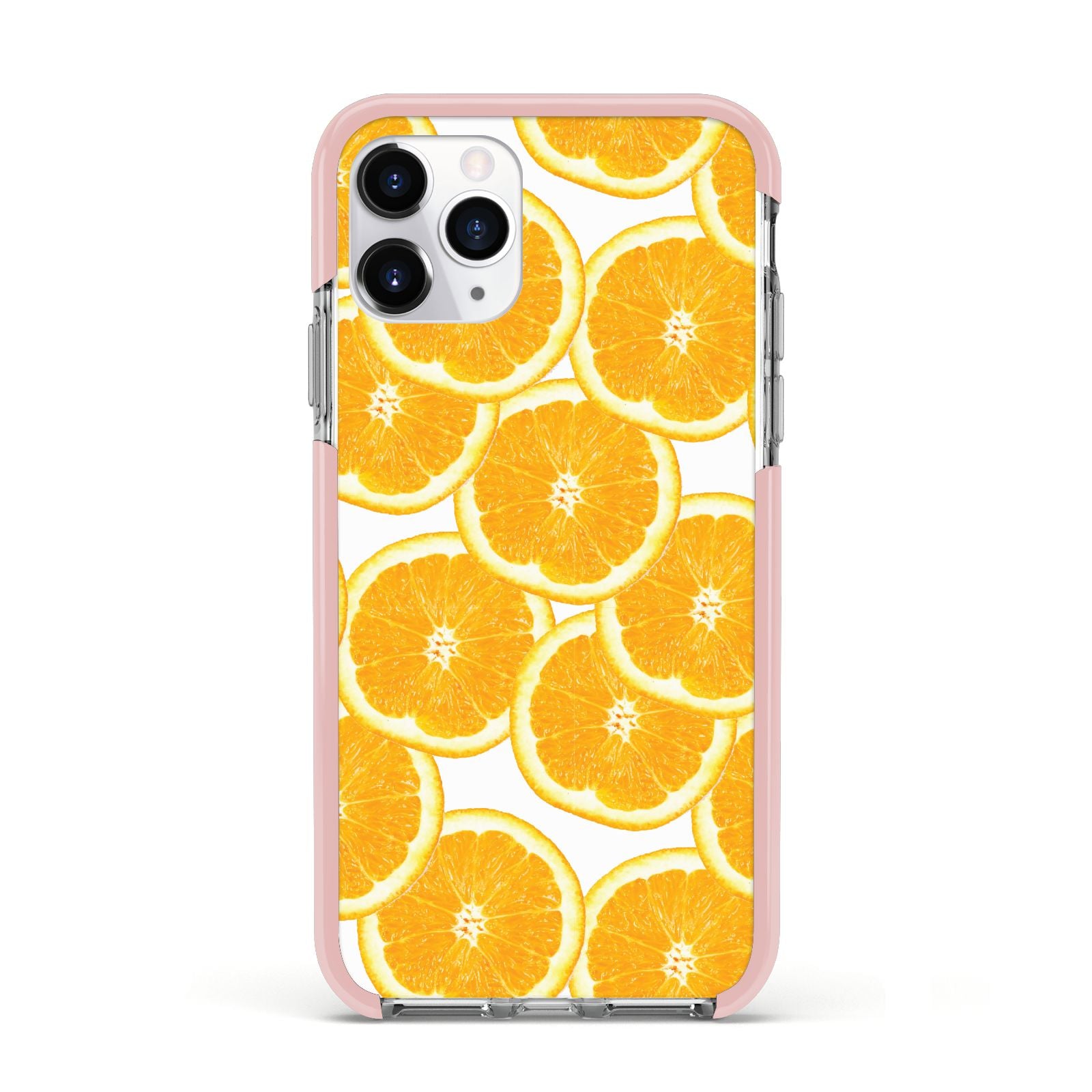 Orange Fruit Slices Apple iPhone 11 Pro in Silver with Pink Impact Case
