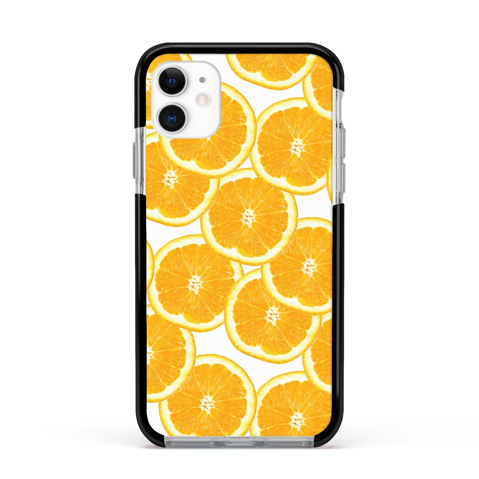Orange Fruit Slices Apple iPhone 11 in White with Black Impact Case