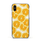 Orange Fruit Slices Apple iPhone Xs Impact Case Black Edge on Gold Phone