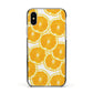 Orange Fruit Slices Apple iPhone Xs Impact Case Black Edge on Silver Phone