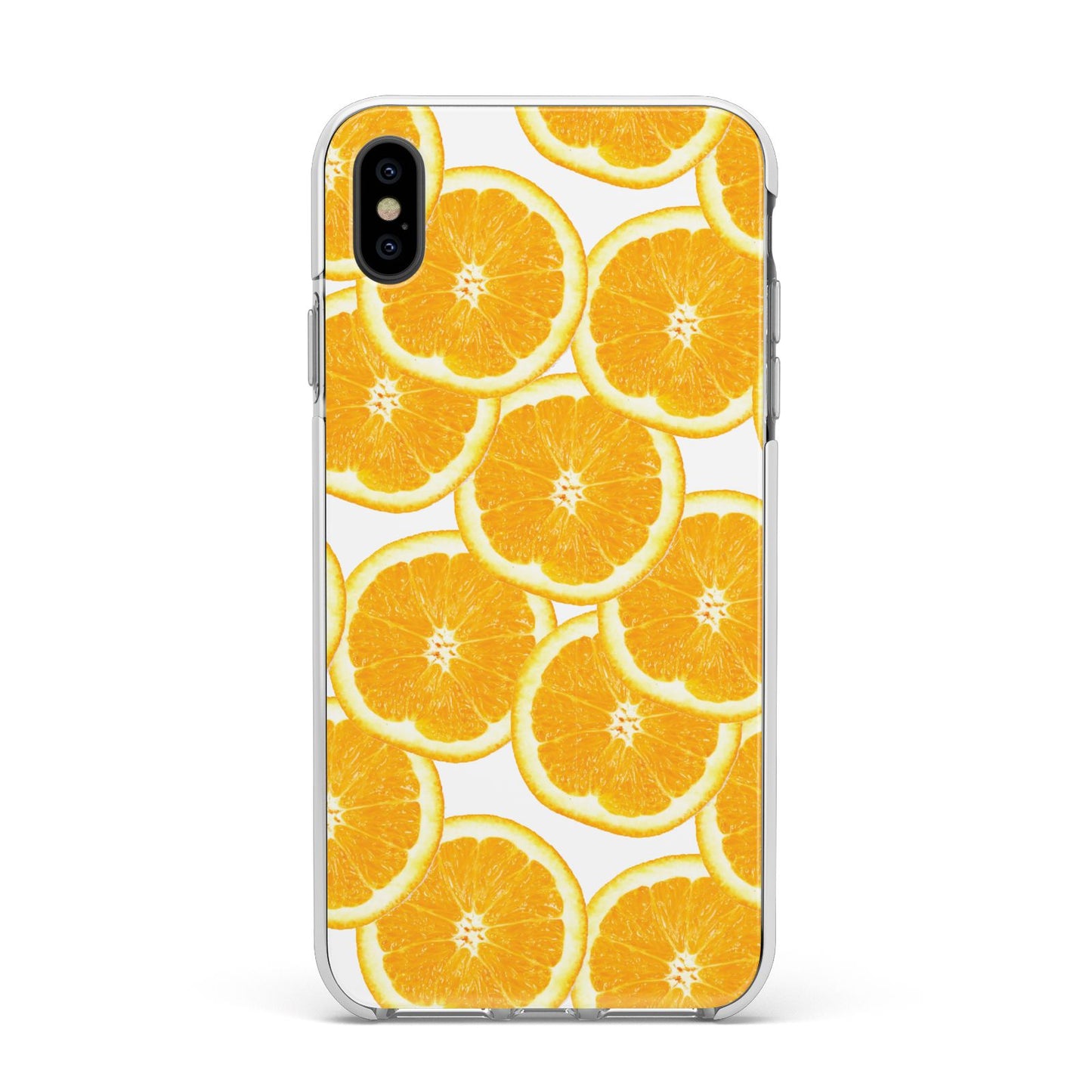 Orange Fruit Slices Apple iPhone Xs Max Impact Case White Edge on Black Phone