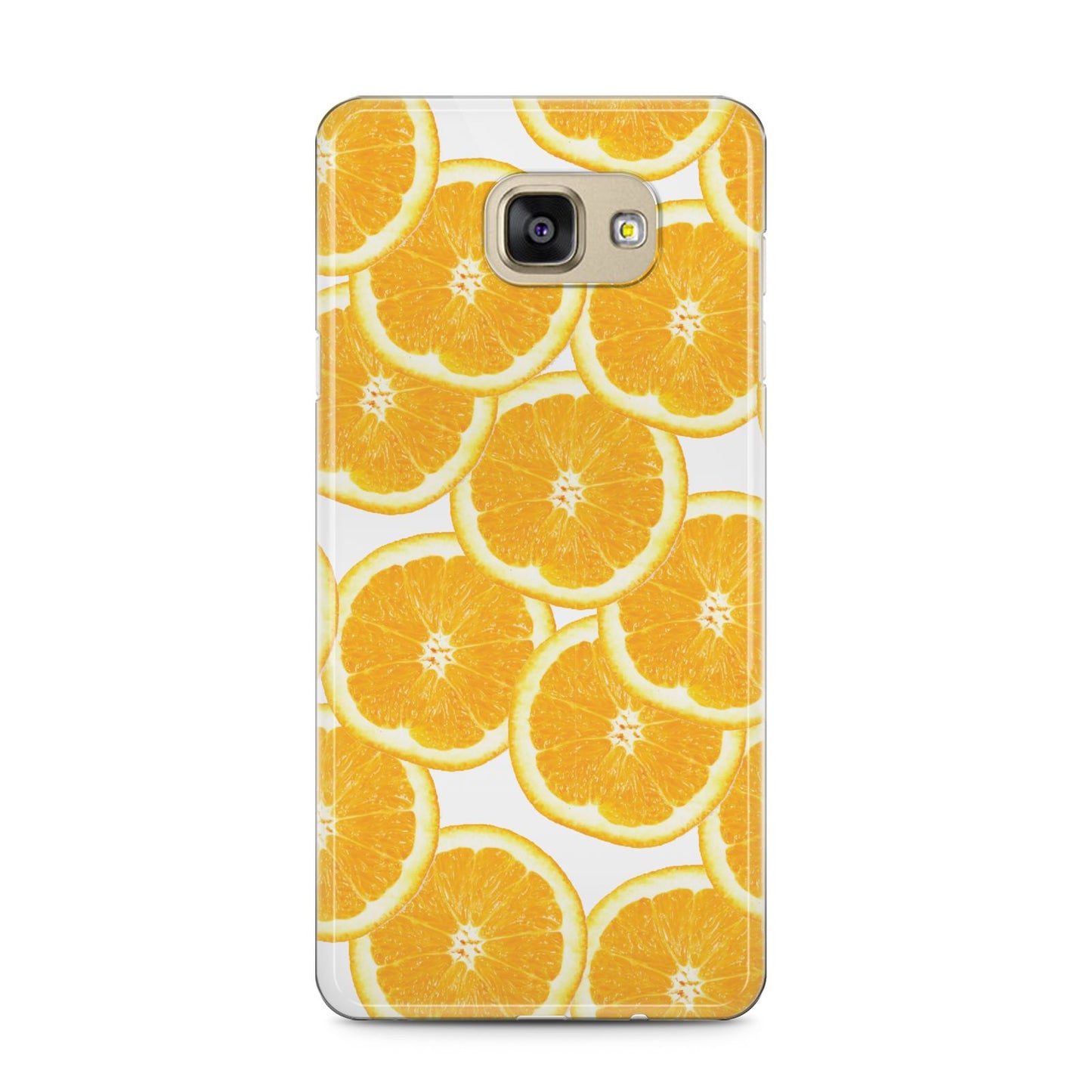 Orange Fruit Slices Samsung Galaxy A5 2016 Case on gold phone