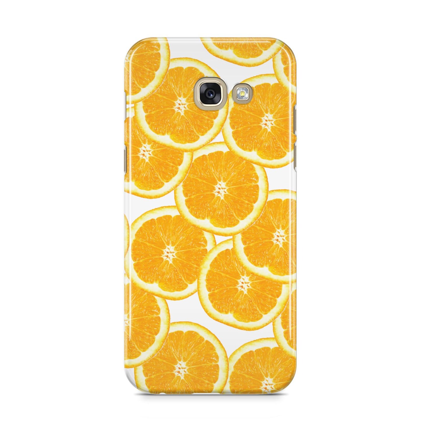 Orange Fruit Slices Samsung Galaxy A5 2017 Case on gold phone