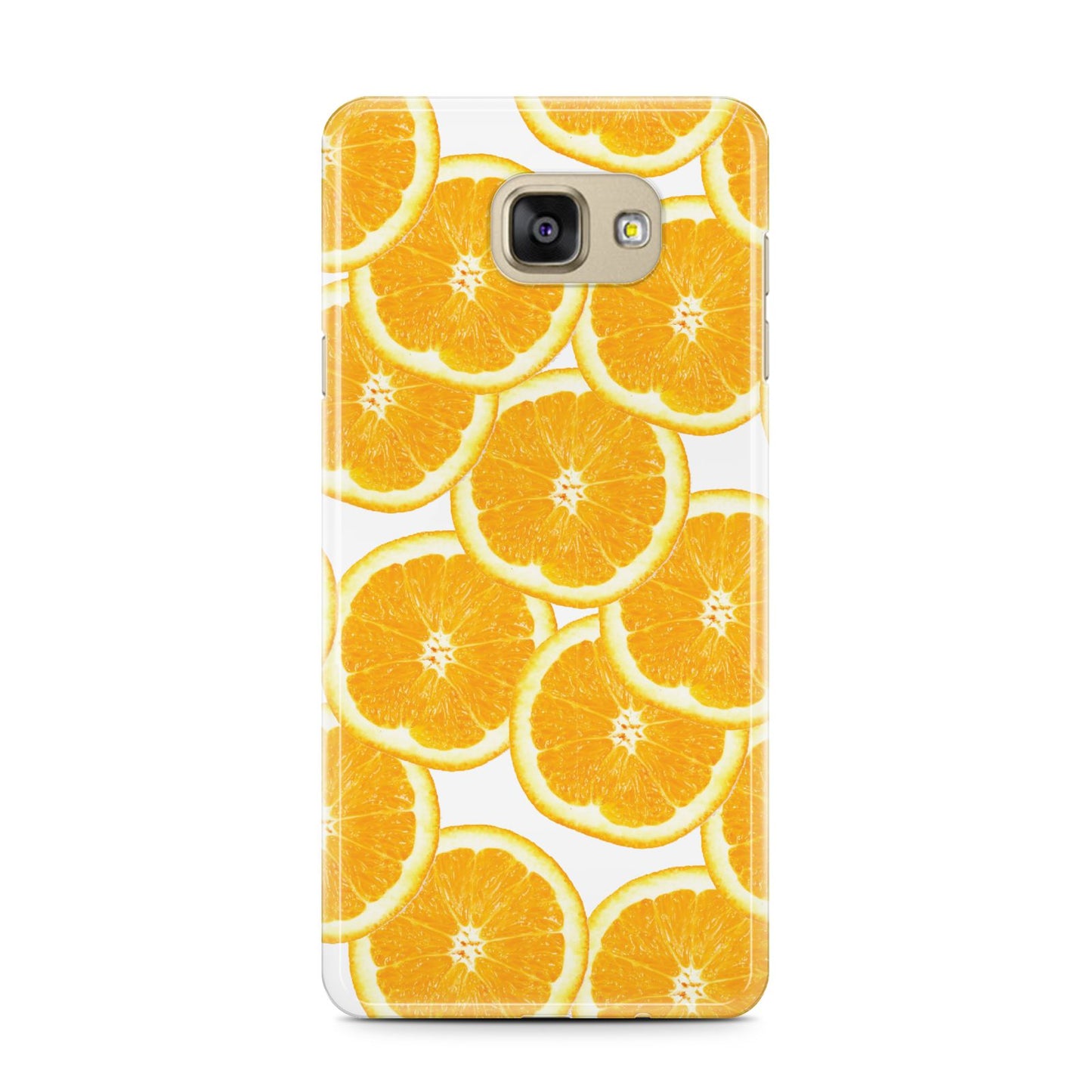 Orange Fruit Slices Samsung Galaxy A7 2016 Case on gold phone