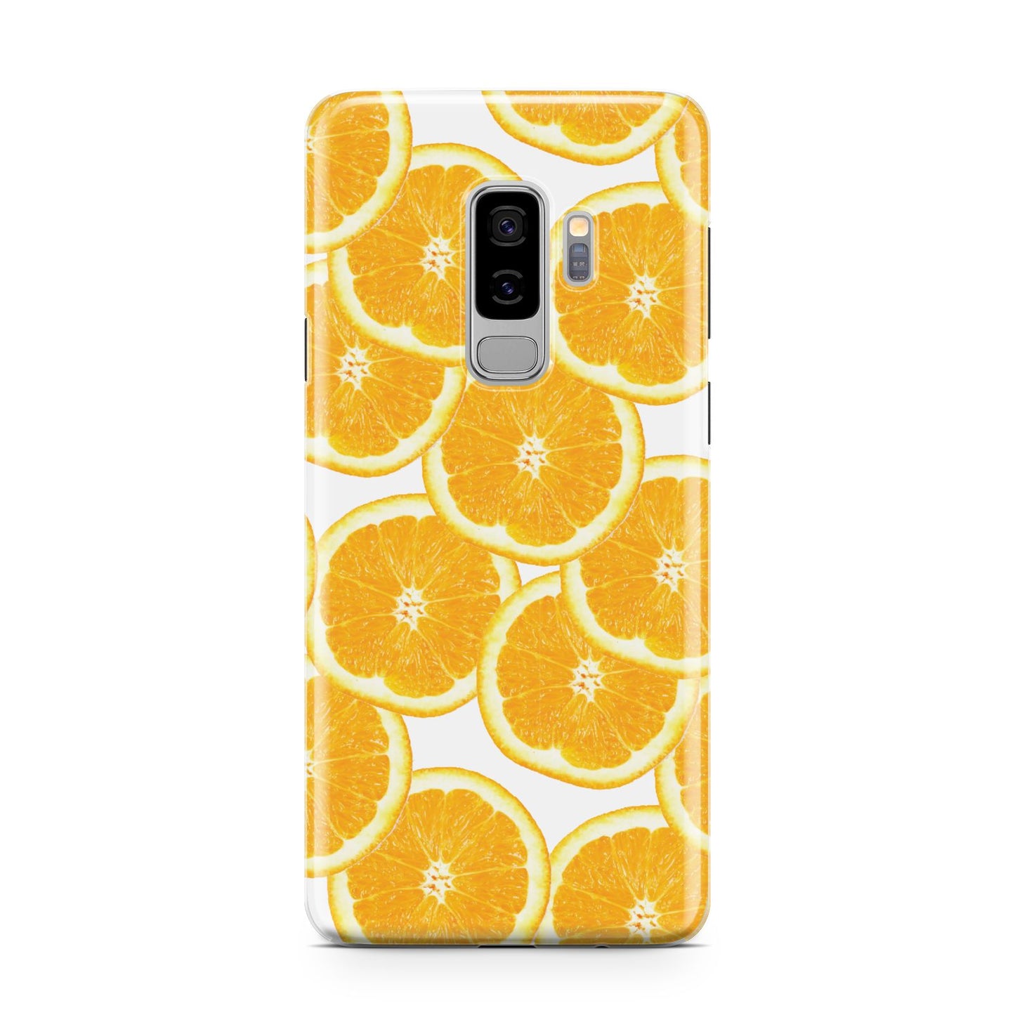 Orange Fruit Slices Samsung Galaxy S9 Plus Case on Silver phone