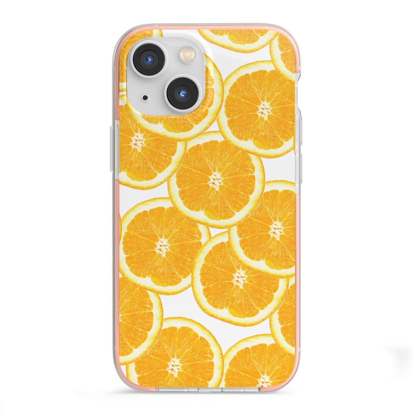 Orange Fruit Slices iPhone 13 Mini TPU Impact Case with Pink Edges