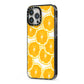 Orange Fruit Slices iPhone 13 Pro Max Black Impact Case Side Angle on Silver phone