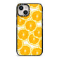 Orange Fruit Slices iPhone 14 Black Impact Case on Silver phone