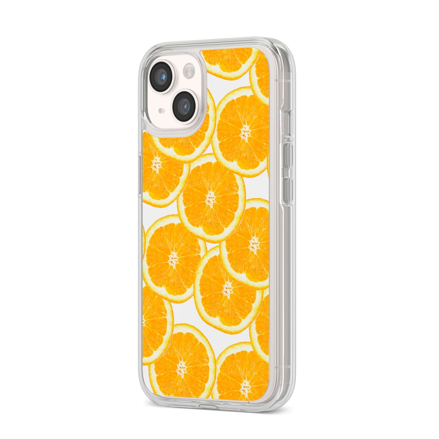 Orange Fruit Slices iPhone 14 Clear Tough Case Starlight Angled Image