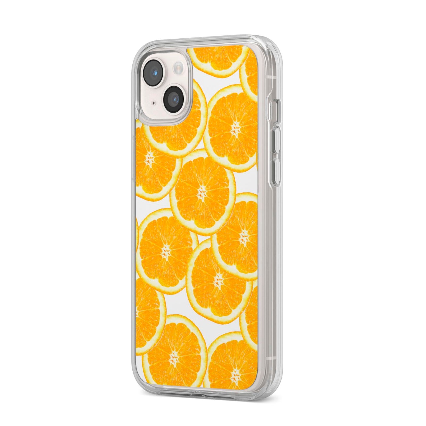 Orange Fruit Slices iPhone 14 Plus Clear Tough Case Starlight Angled Image