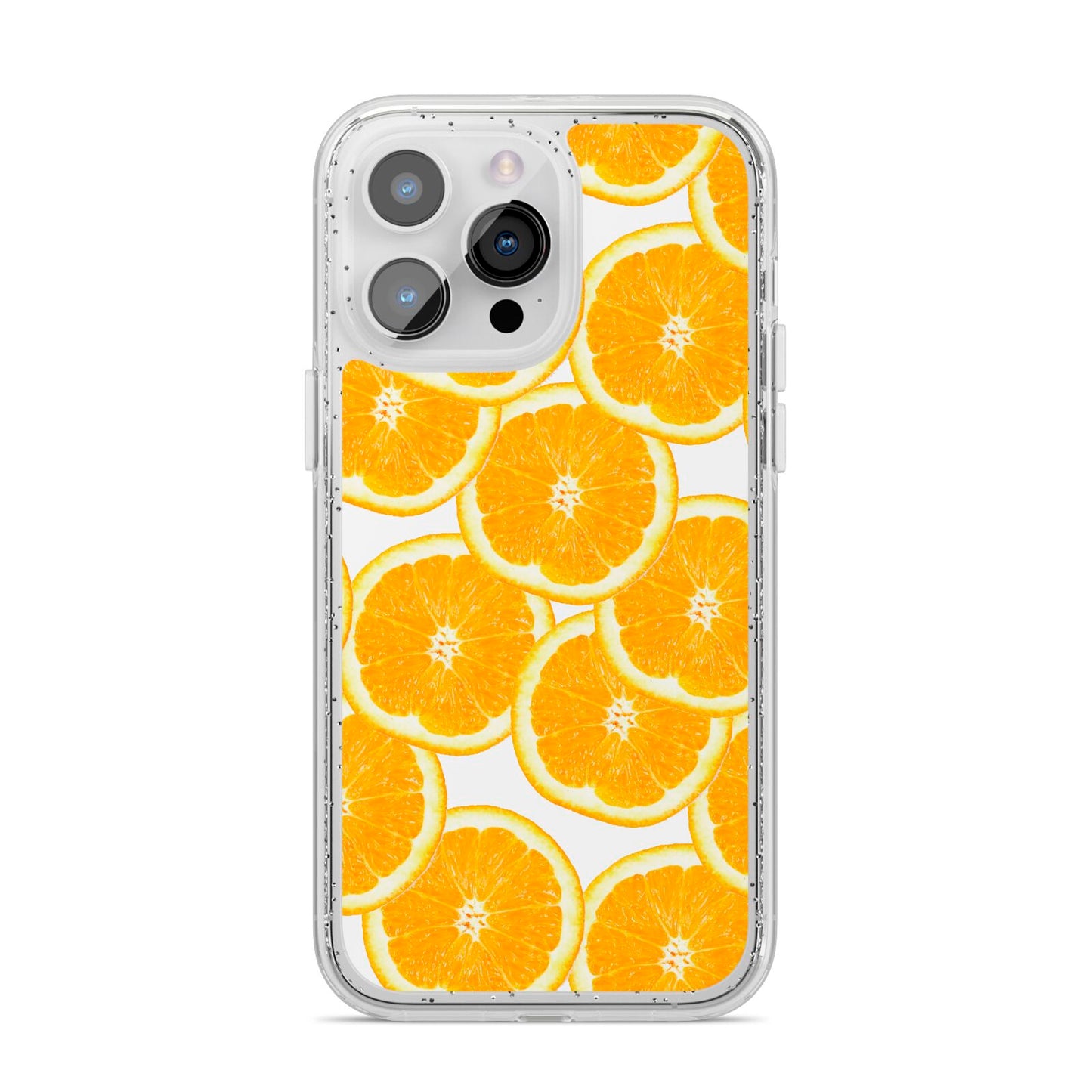 Orange Fruit Slices iPhone 14 Pro Max Glitter Tough Case Silver