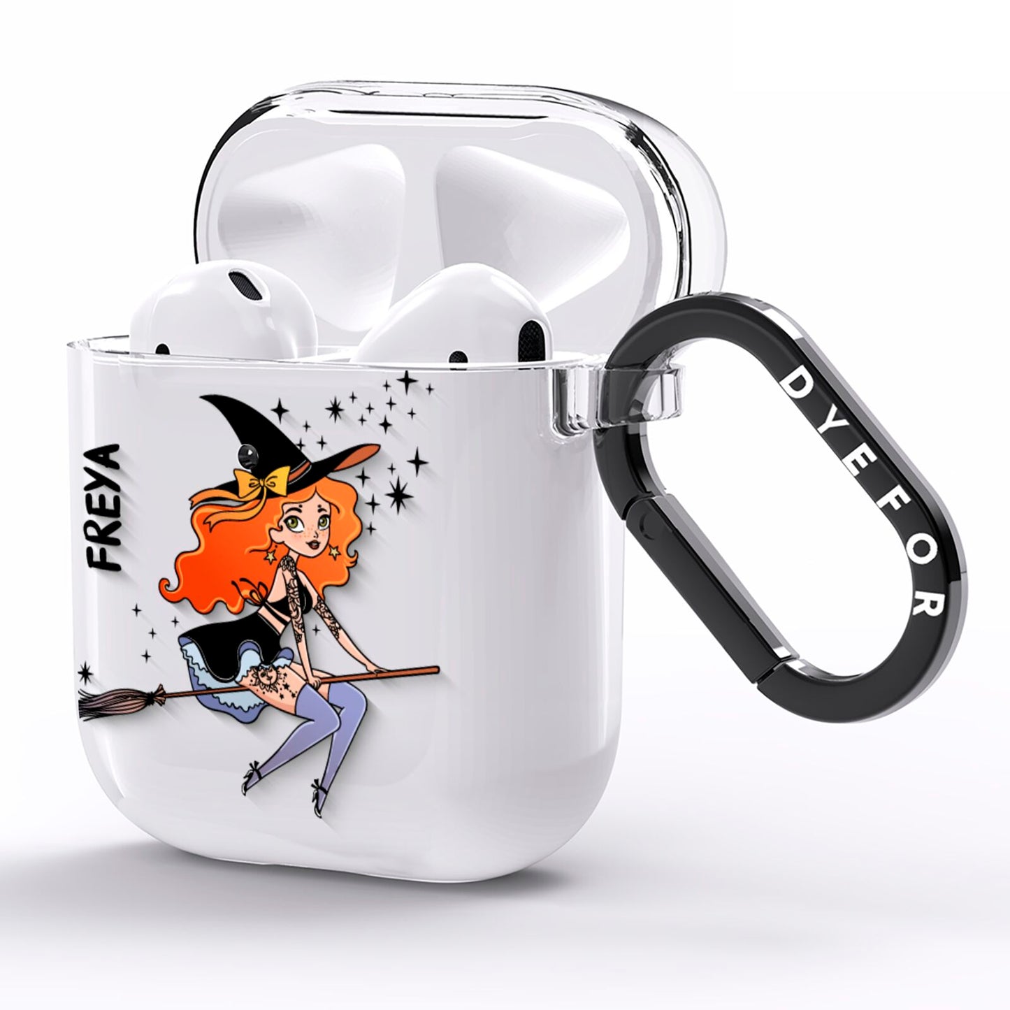 Orange Haired Personalised Witch AirPods Clear Case Side Image