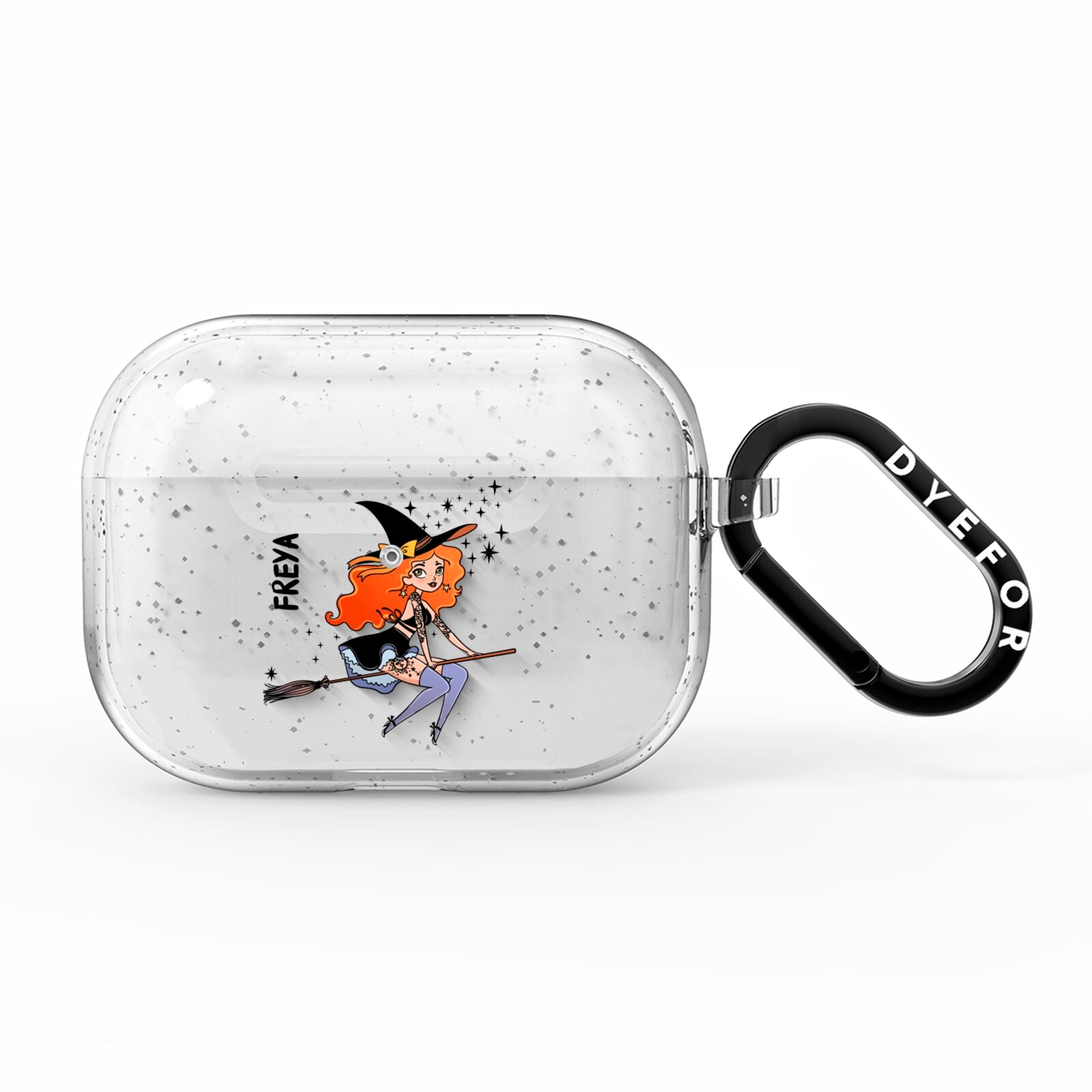 Orange Haired Personalised Witch AirPods Pro Glitter Case