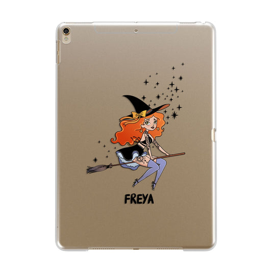 Orange Haired Personalised Witch Apple iPad Gold Case