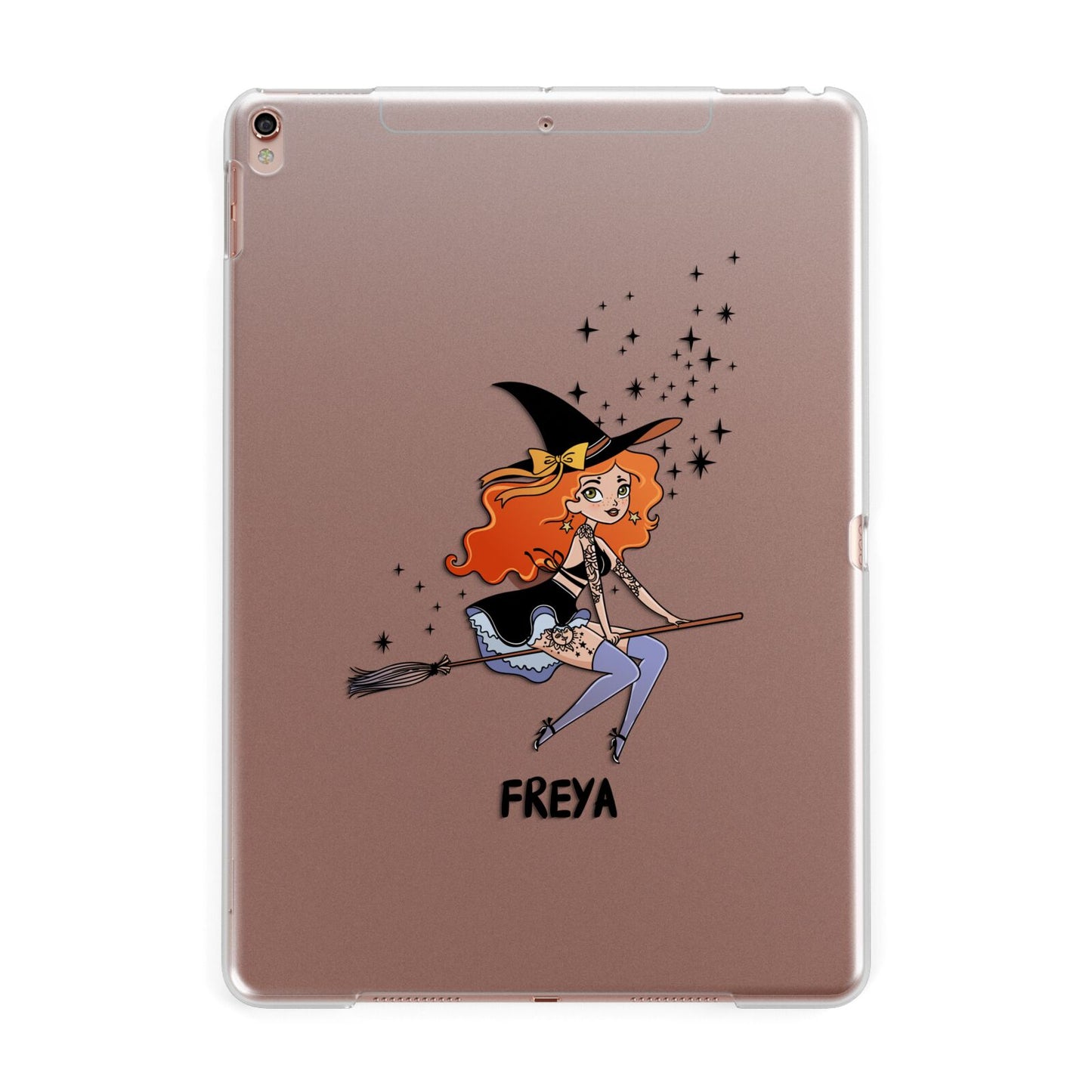 Orange Haired Personalised Witch Apple iPad Rose Gold Case