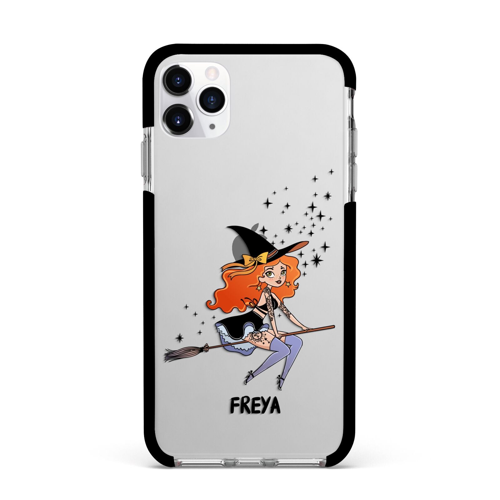 Orange Haired Personalised Witch Apple iPhone 11 Pro Max in Silver with Black Impact Case