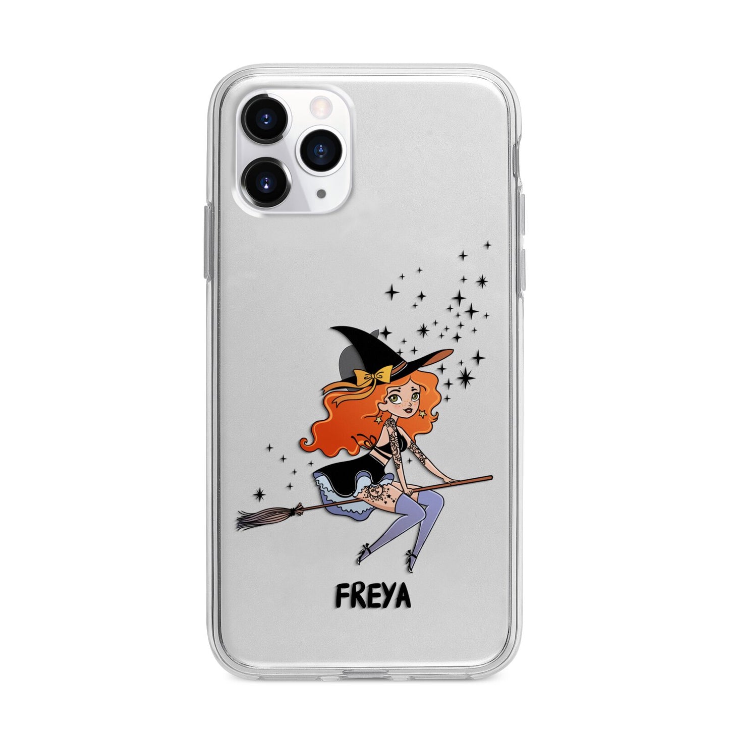 Orange Haired Personalised Witch Apple iPhone 11 Pro Max in Silver with Bumper Case