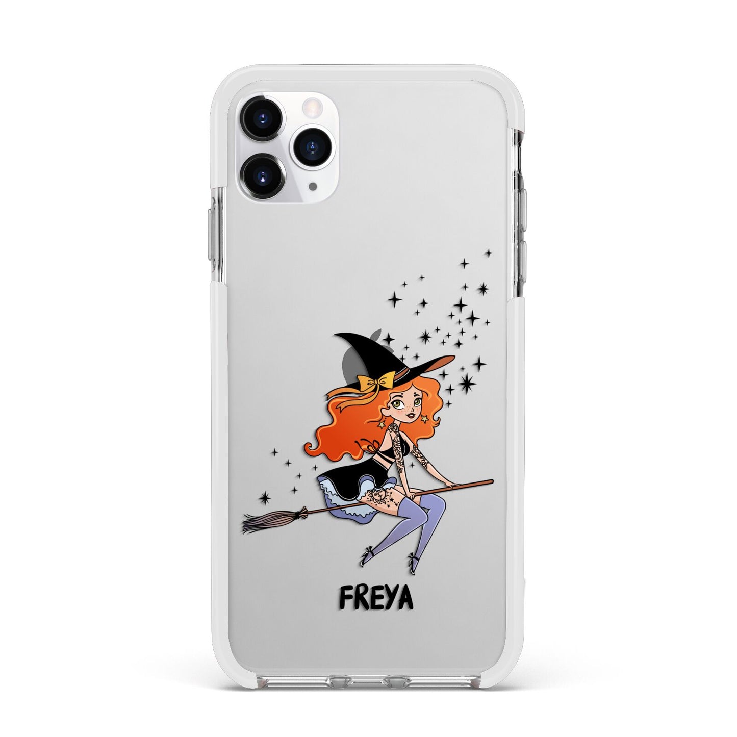 Orange Haired Personalised Witch Apple iPhone 11 Pro Max in Silver with White Impact Case