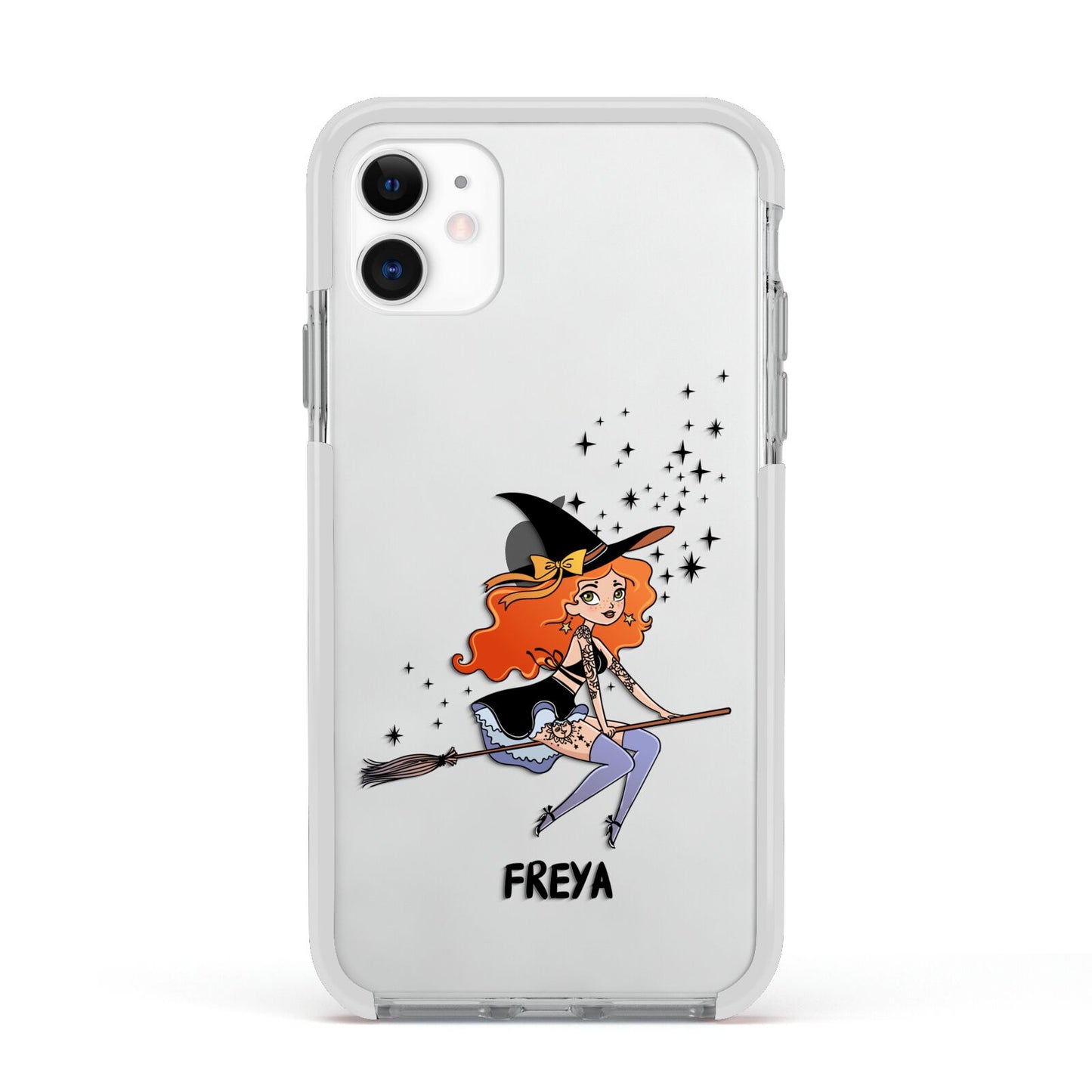 Orange Haired Personalised Witch Apple iPhone 11 in White with White Impact Case