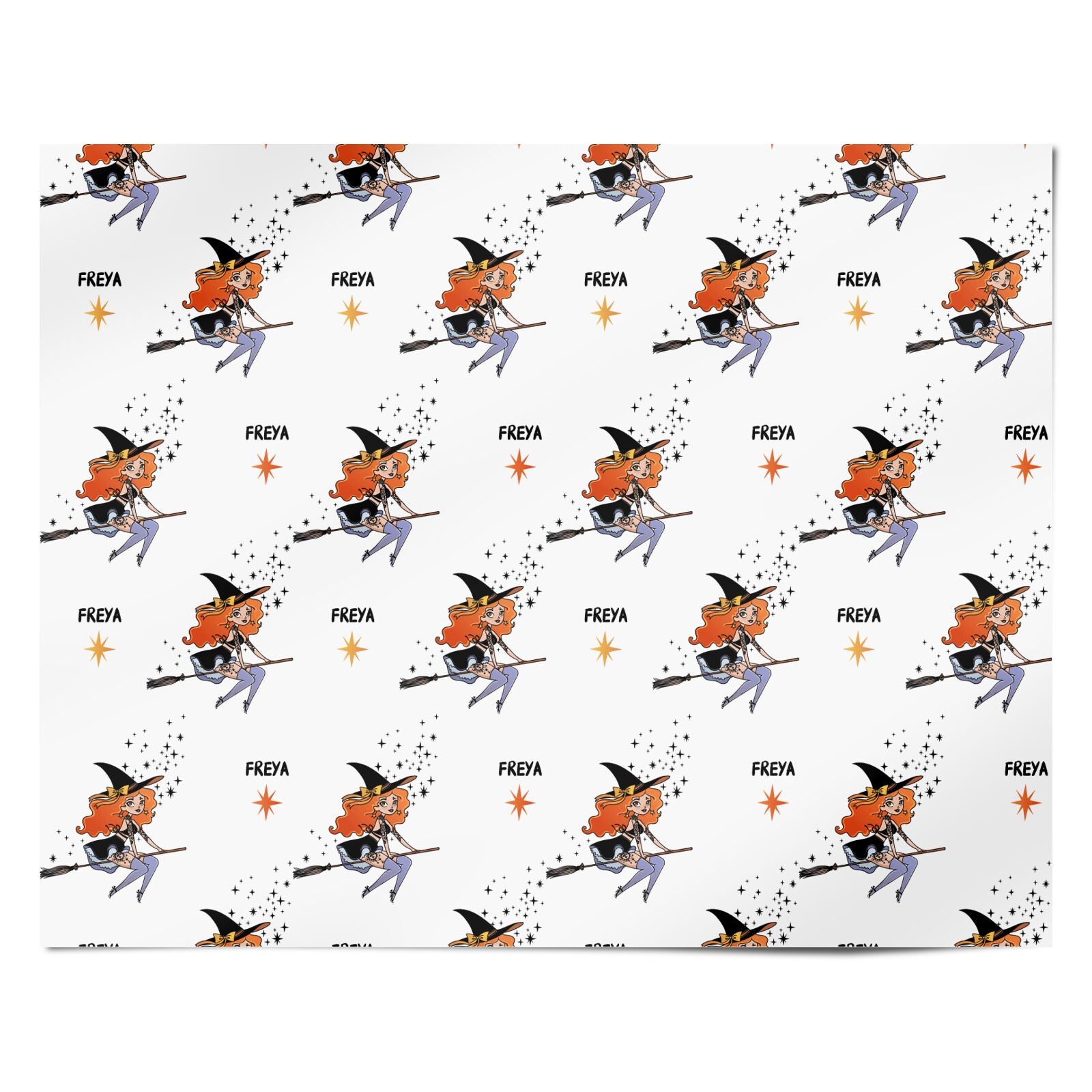 Orange Haired Personalised Witch Personalised Wrapping Paper Alternative