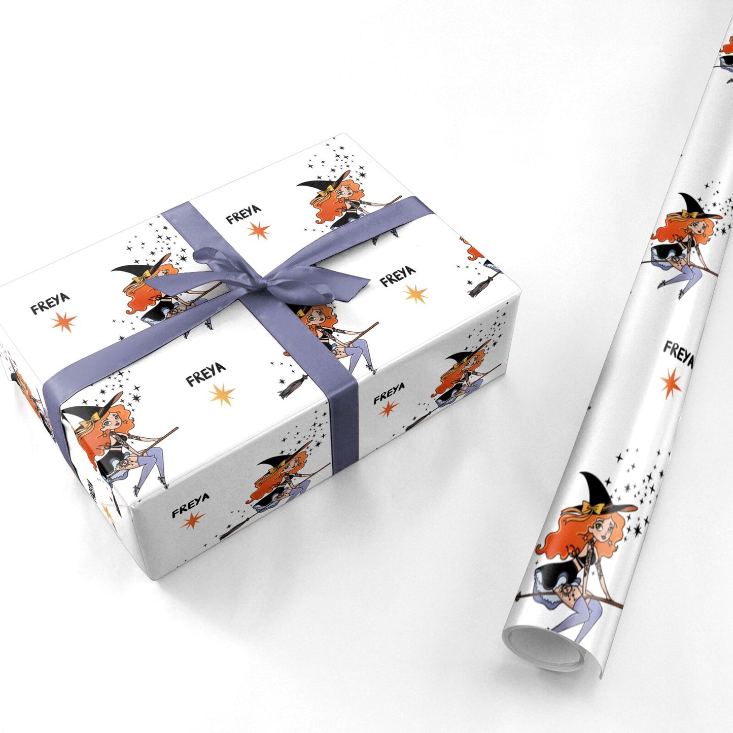 Orange Haired Personalised Witch Personalised Wrapping Paper