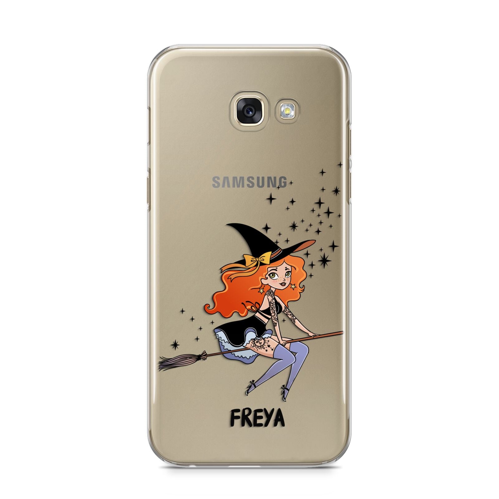 Orange Haired Personalised Witch Samsung Galaxy A5 2017 Case on gold phone