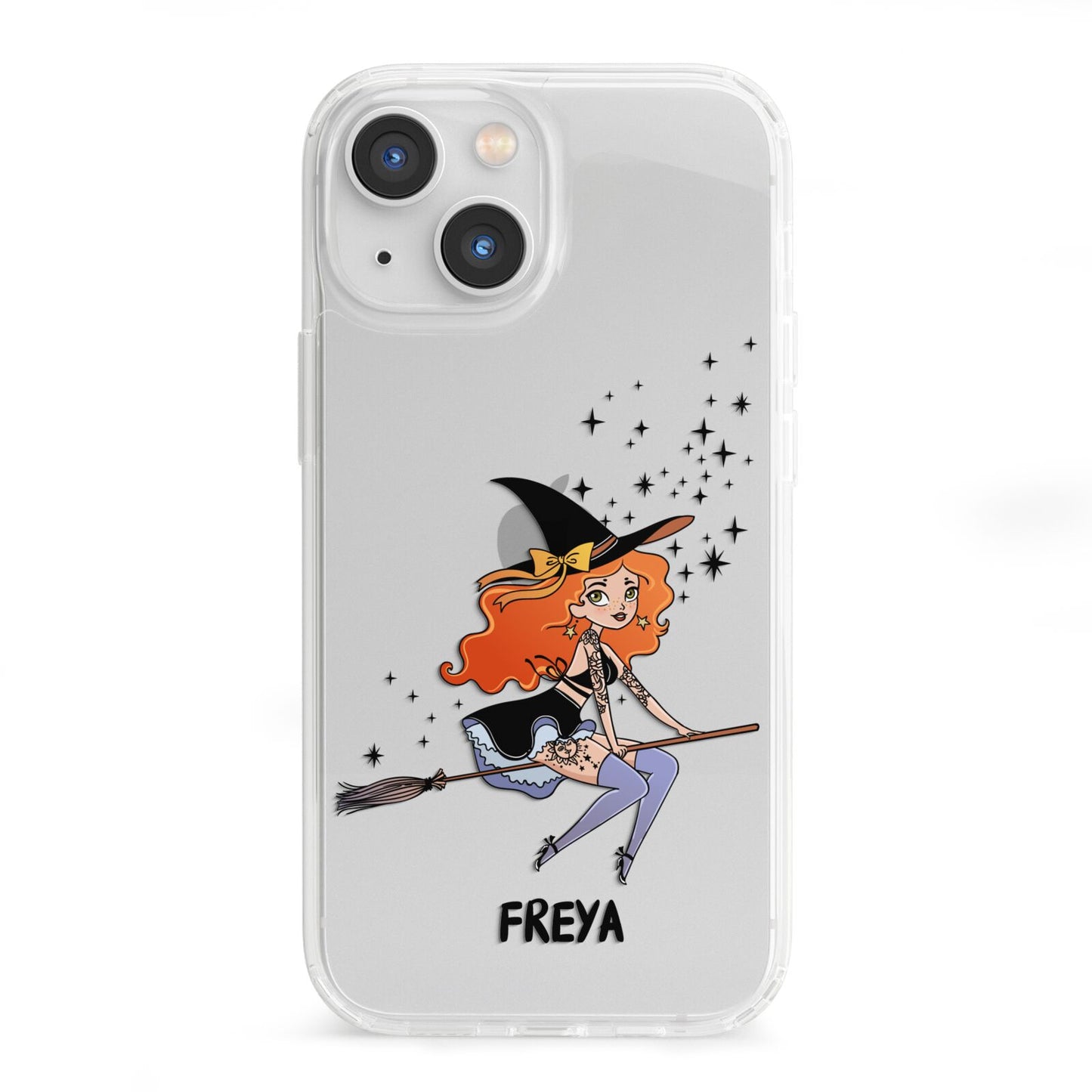Orange Haired Personalised Witch iPhone 13 Mini Clear Bumper Case