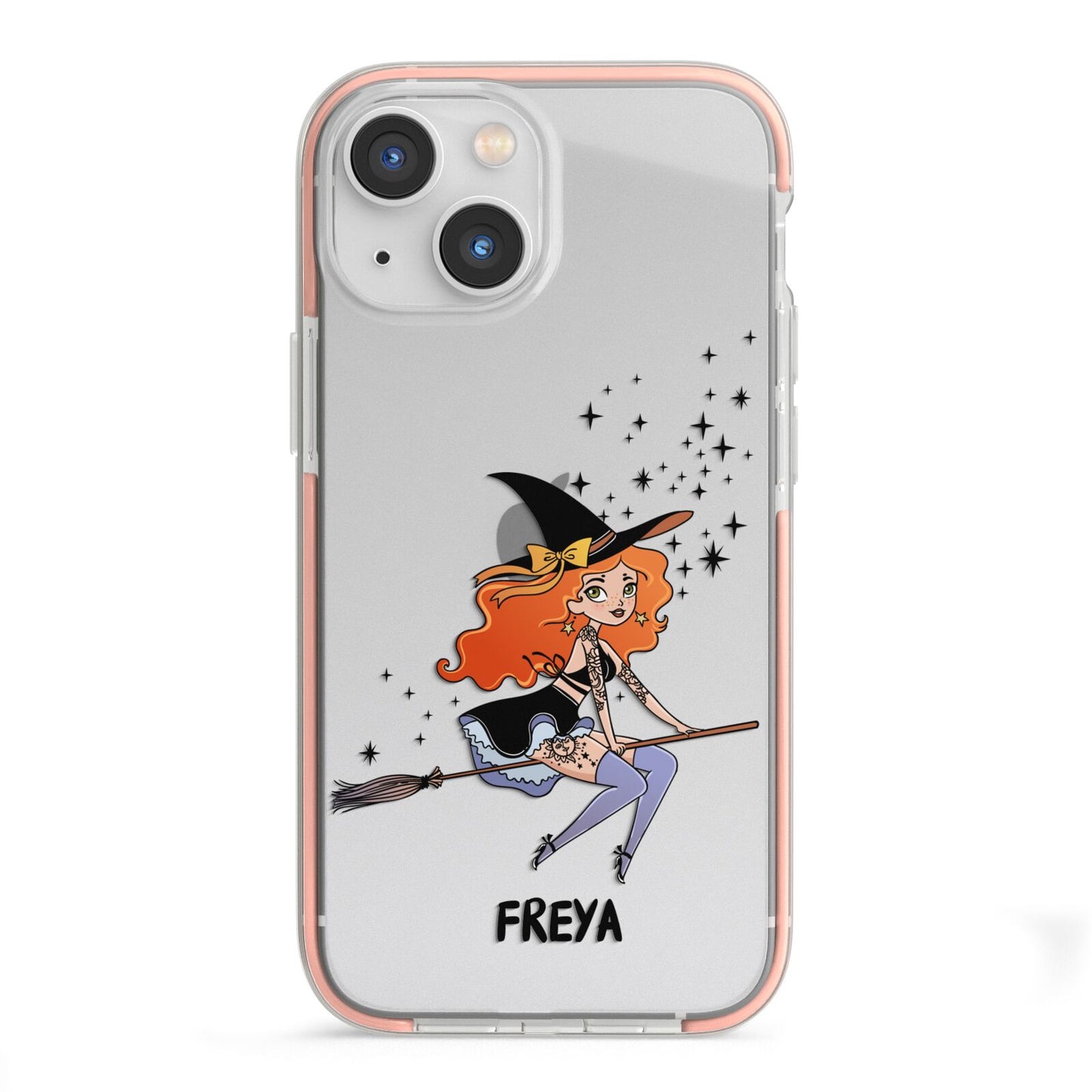 Orange Haired Personalised Witch iPhone 13 Mini TPU Impact Case with Pink Edges