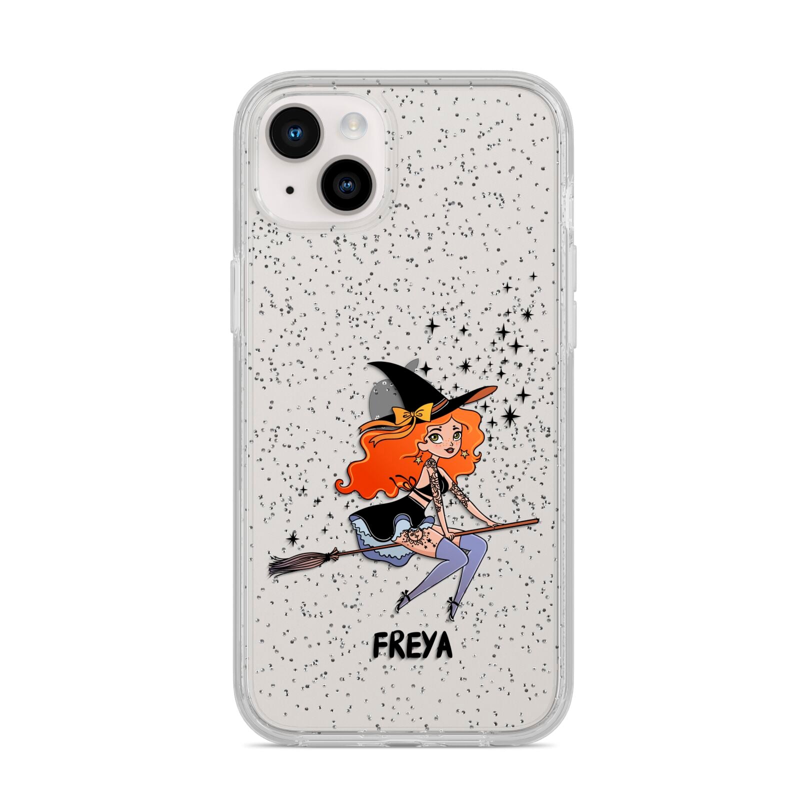 Orange Haired Personalised Witch iPhone 14 Plus Glitter Tough Case Starlight