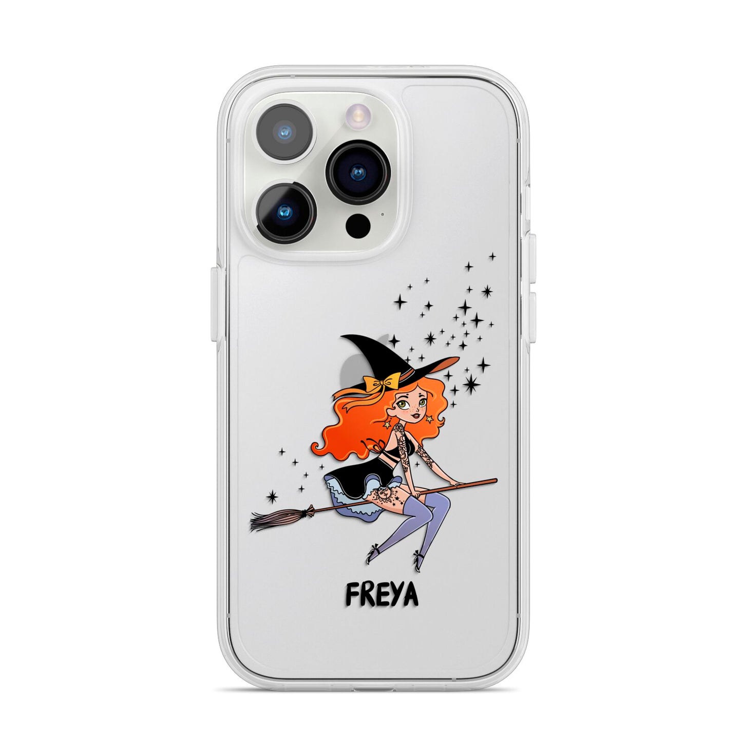 Orange Haired Personalised Witch iPhone 14 Pro Clear Tough Case Silver