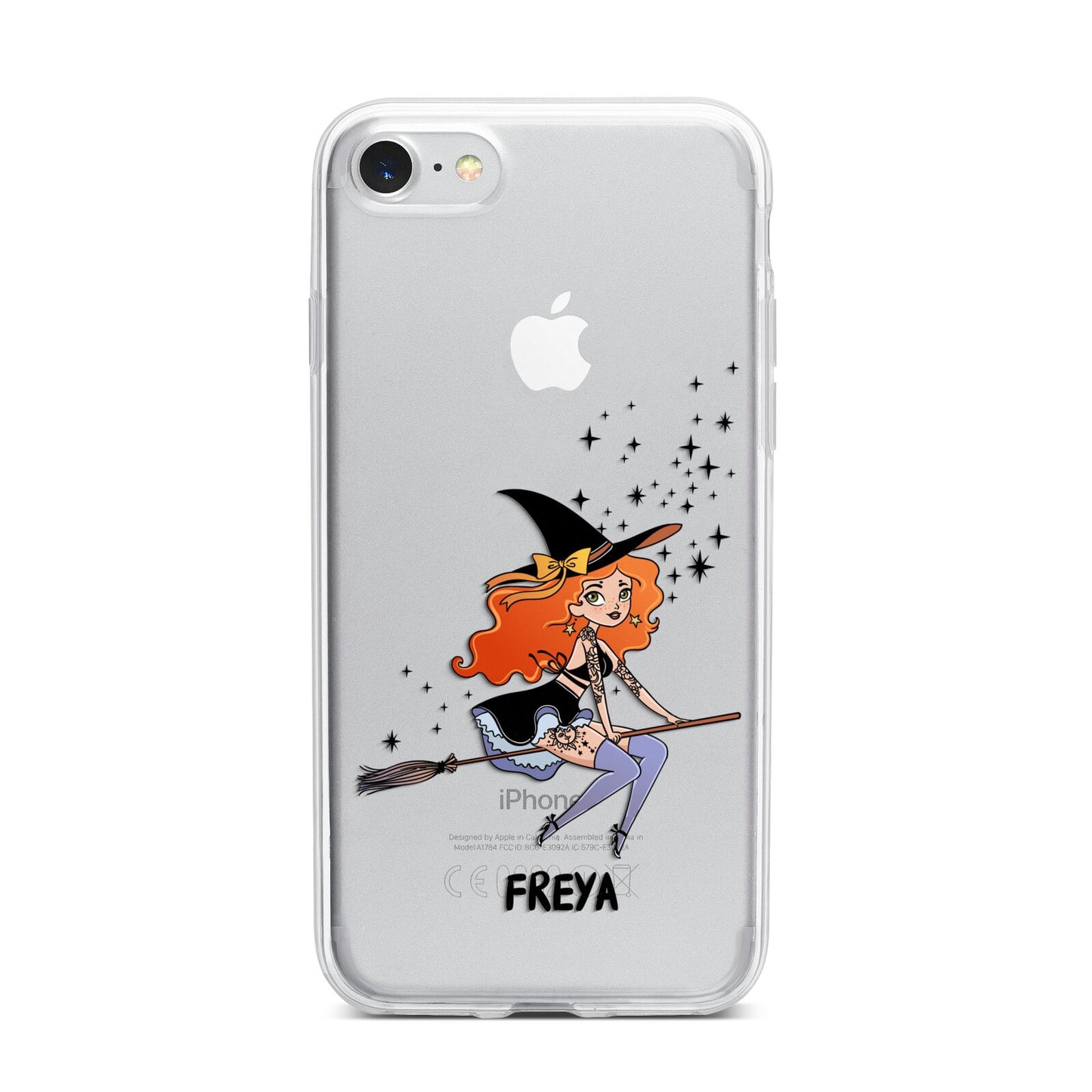 Orange Haired Personalised Witch iPhone 7 Bumper Case on Silver iPhone