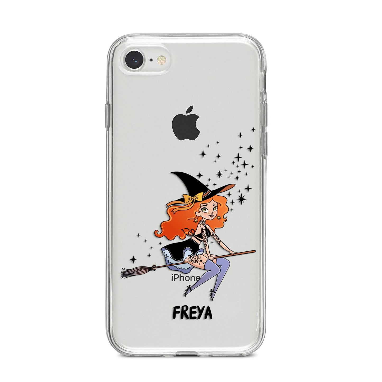 Orange Haired Personalised Witch iPhone 8 Bumper Case on Silver iPhone