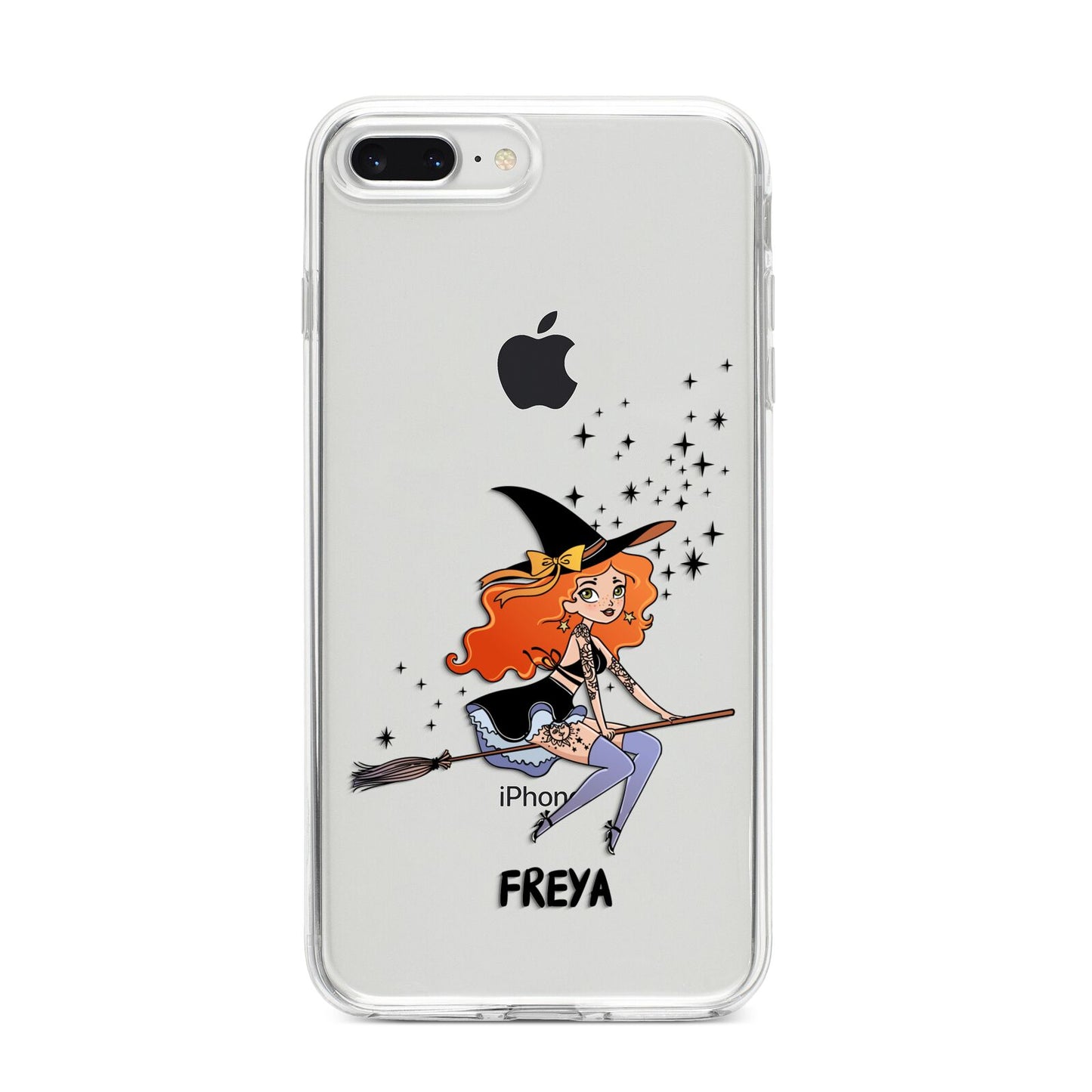 Orange Haired Personalised Witch iPhone 8 Plus Bumper Case on Silver iPhone