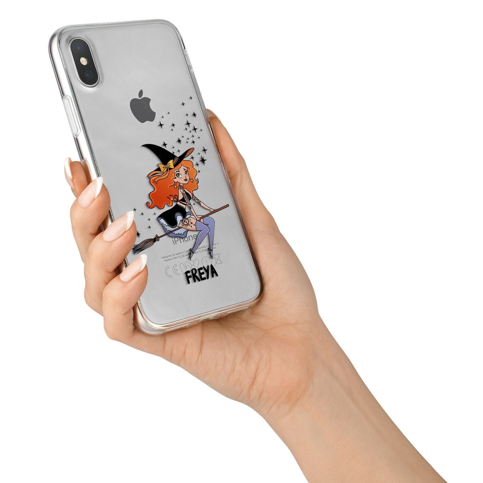 Orange Haired Personalised Witch iPhone X Bumper Case on Silver iPhone Alternative Image 2