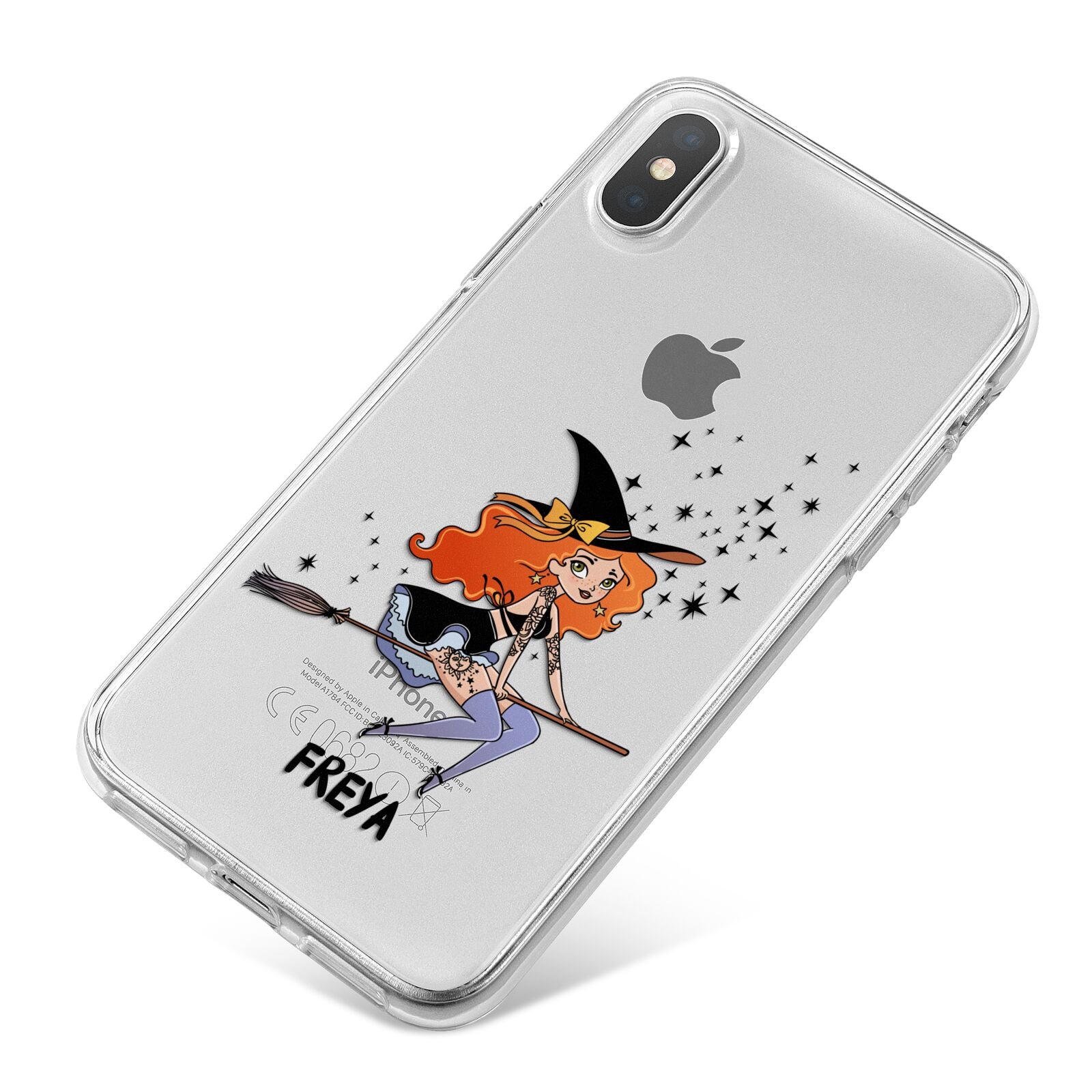 Orange Haired Personalised Witch iPhone X Bumper Case on Silver iPhone