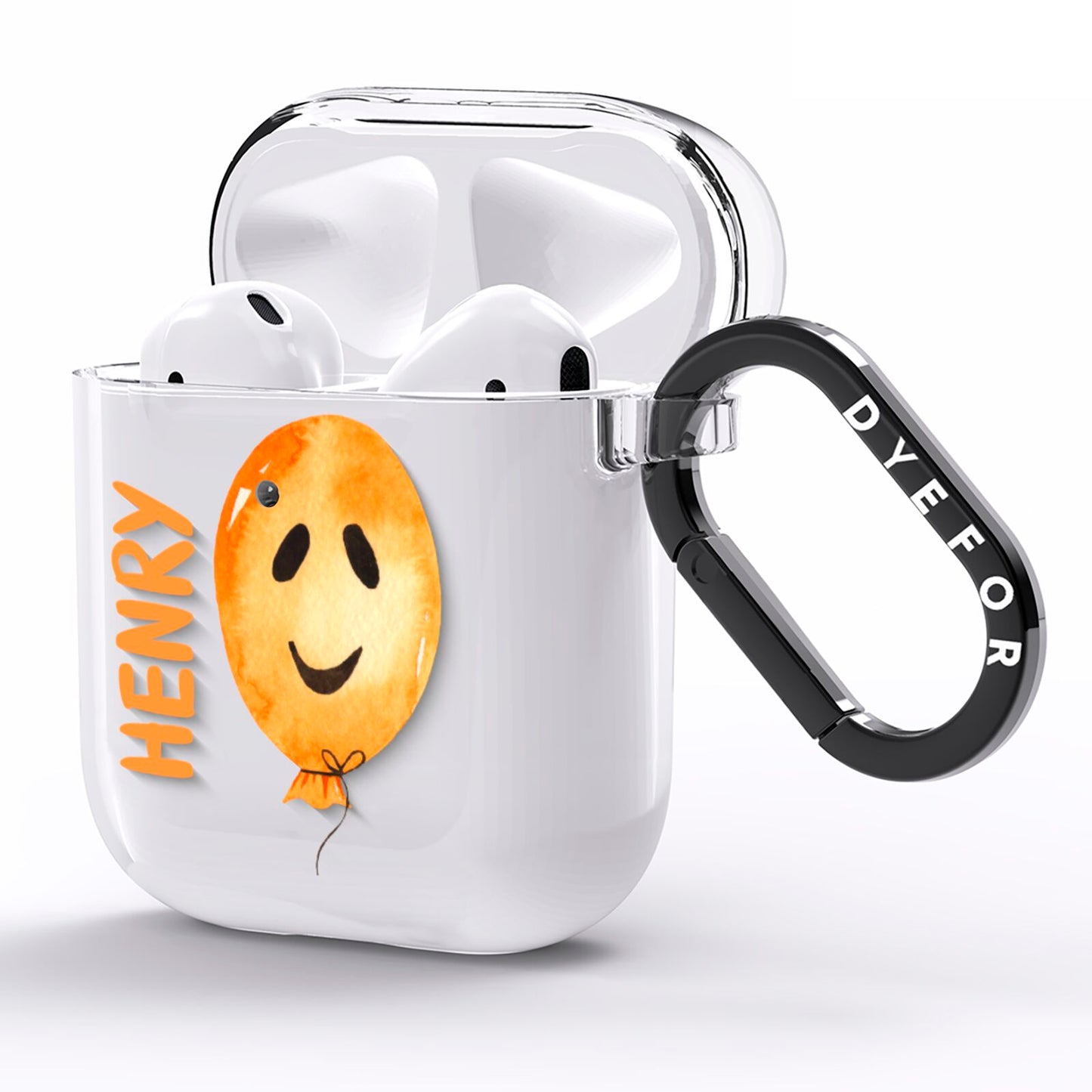 Orange Halloween Balloon Face AirPods Clear Case Side Image