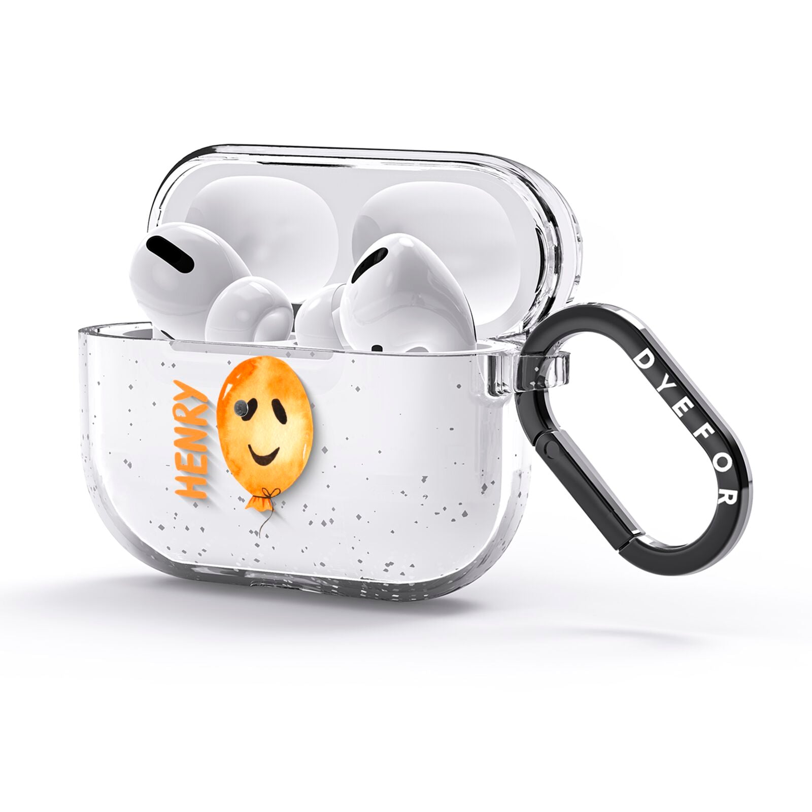 Orange Halloween Balloon Face AirPods Glitter Case 3rd Gen Side Image