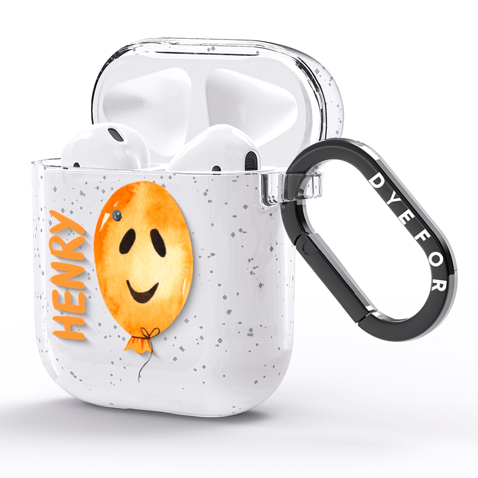 Orange Halloween Balloon Face AirPods Glitter Case Side Image