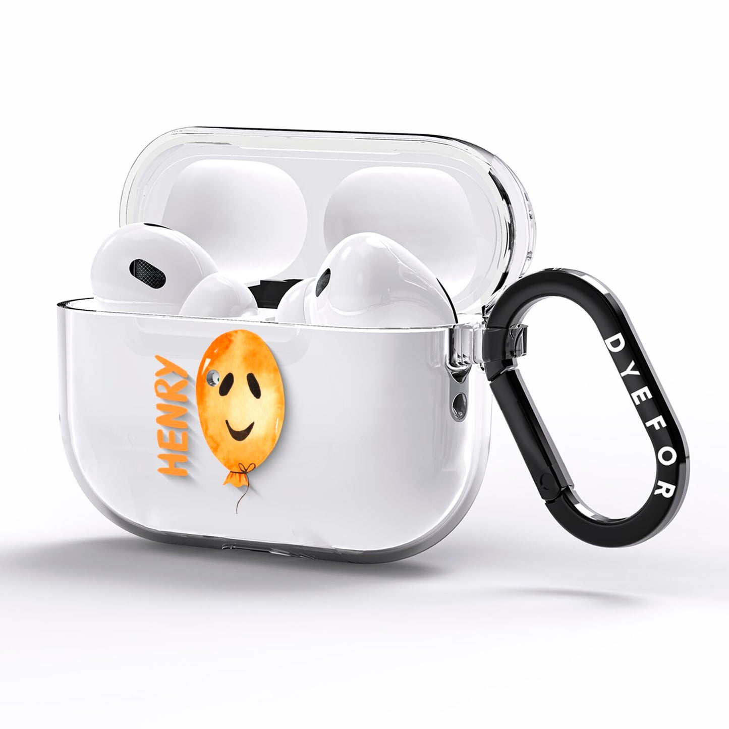 Orange Halloween Balloon Face AirPods Pro Clear Case Side Image