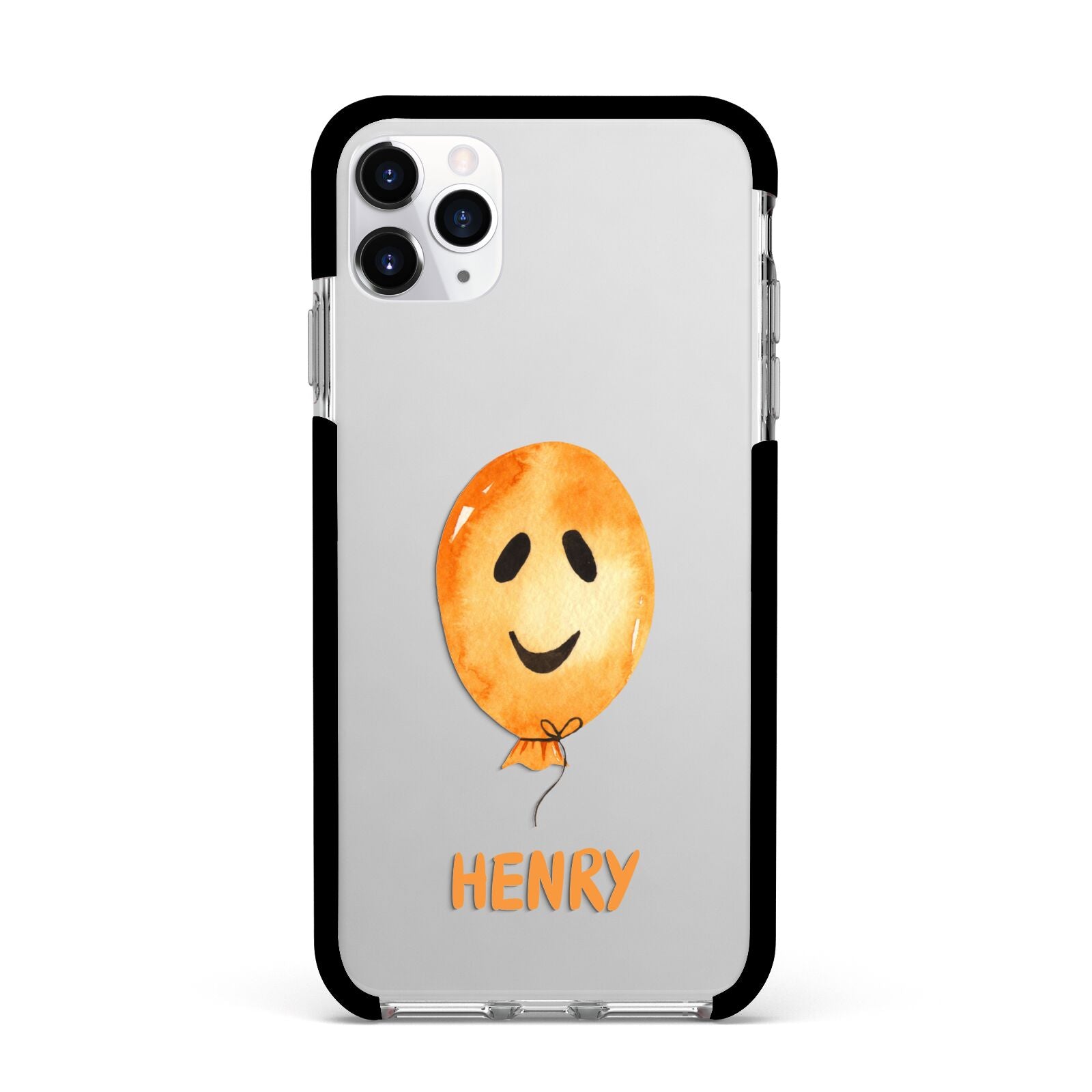 Orange Halloween Balloon Face Apple iPhone 11 Pro Max in Silver with Black Impact Case