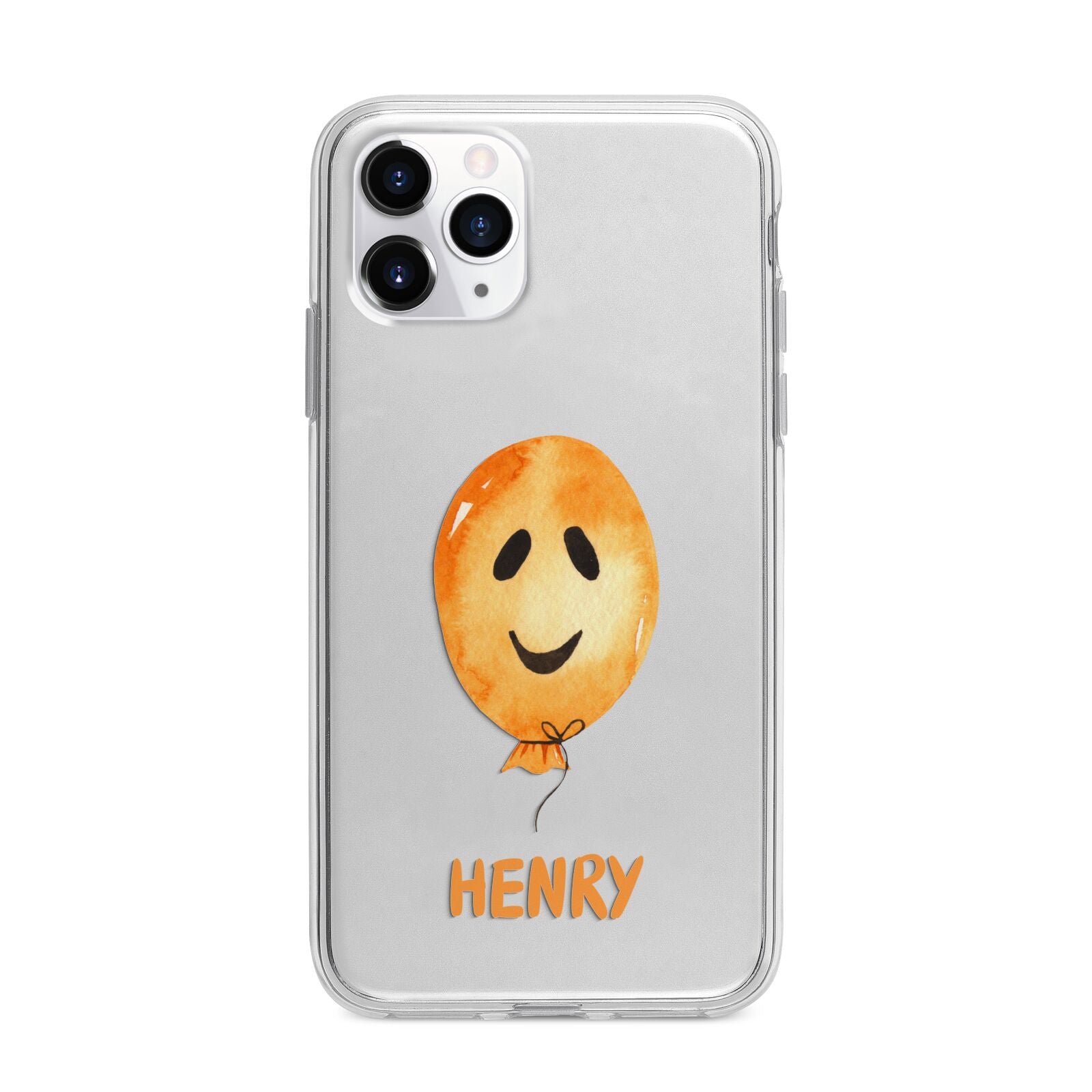 Orange Halloween Balloon Face Apple iPhone 11 Pro Max in Silver with Bumper Case