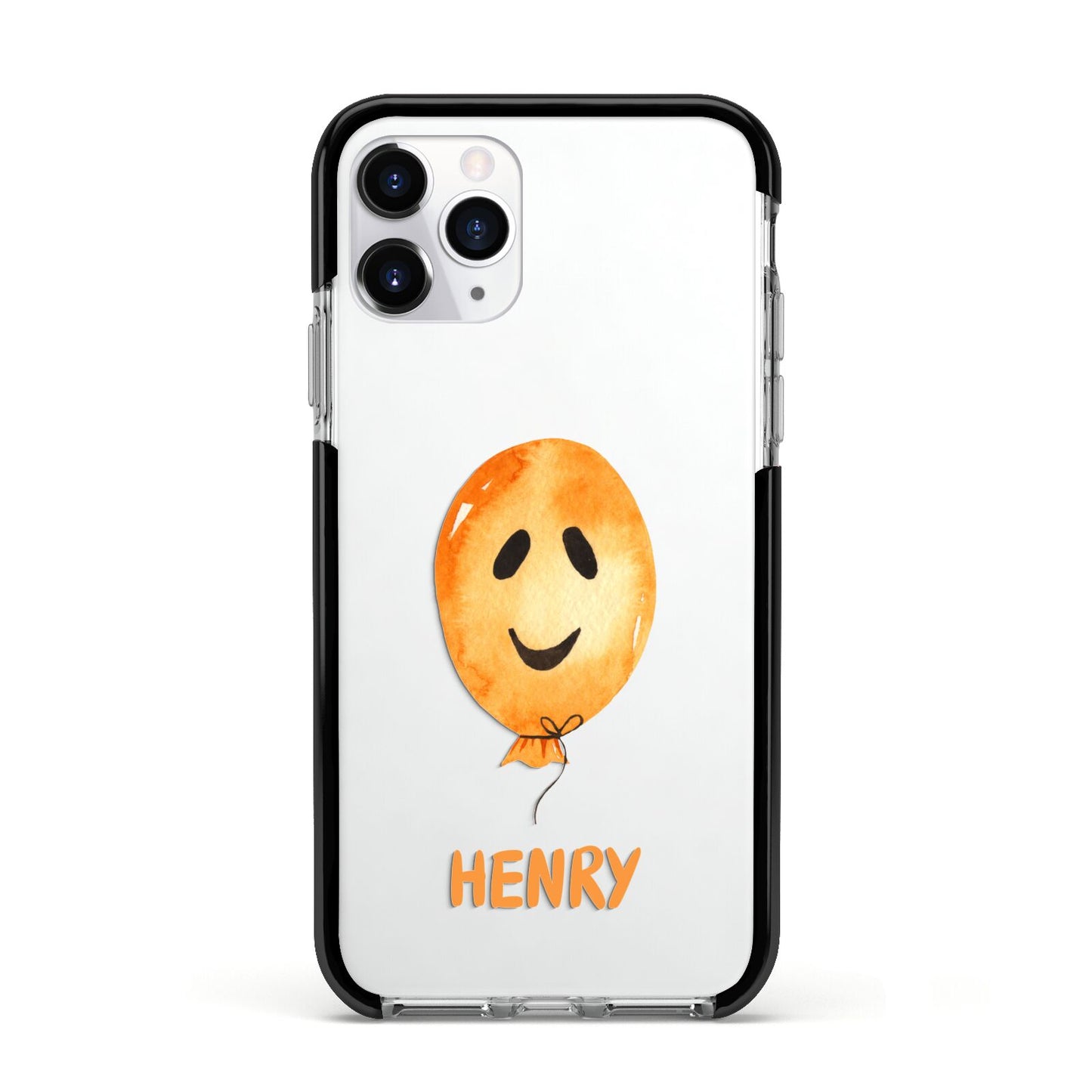 Orange Halloween Balloon Face Apple iPhone 11 Pro in Silver with Black Impact Case