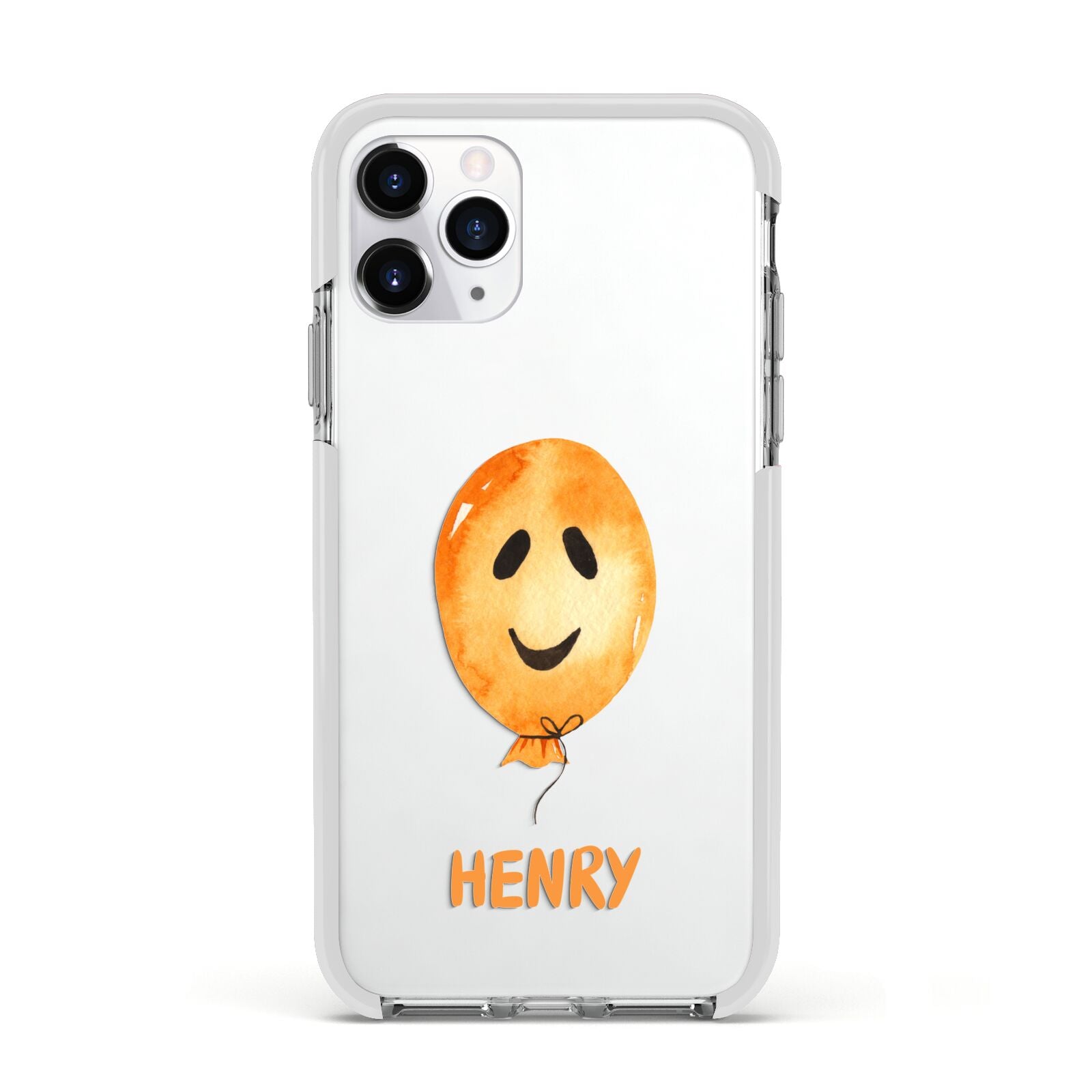 Orange Halloween Balloon Face Apple iPhone 11 Pro in Silver with White Impact Case