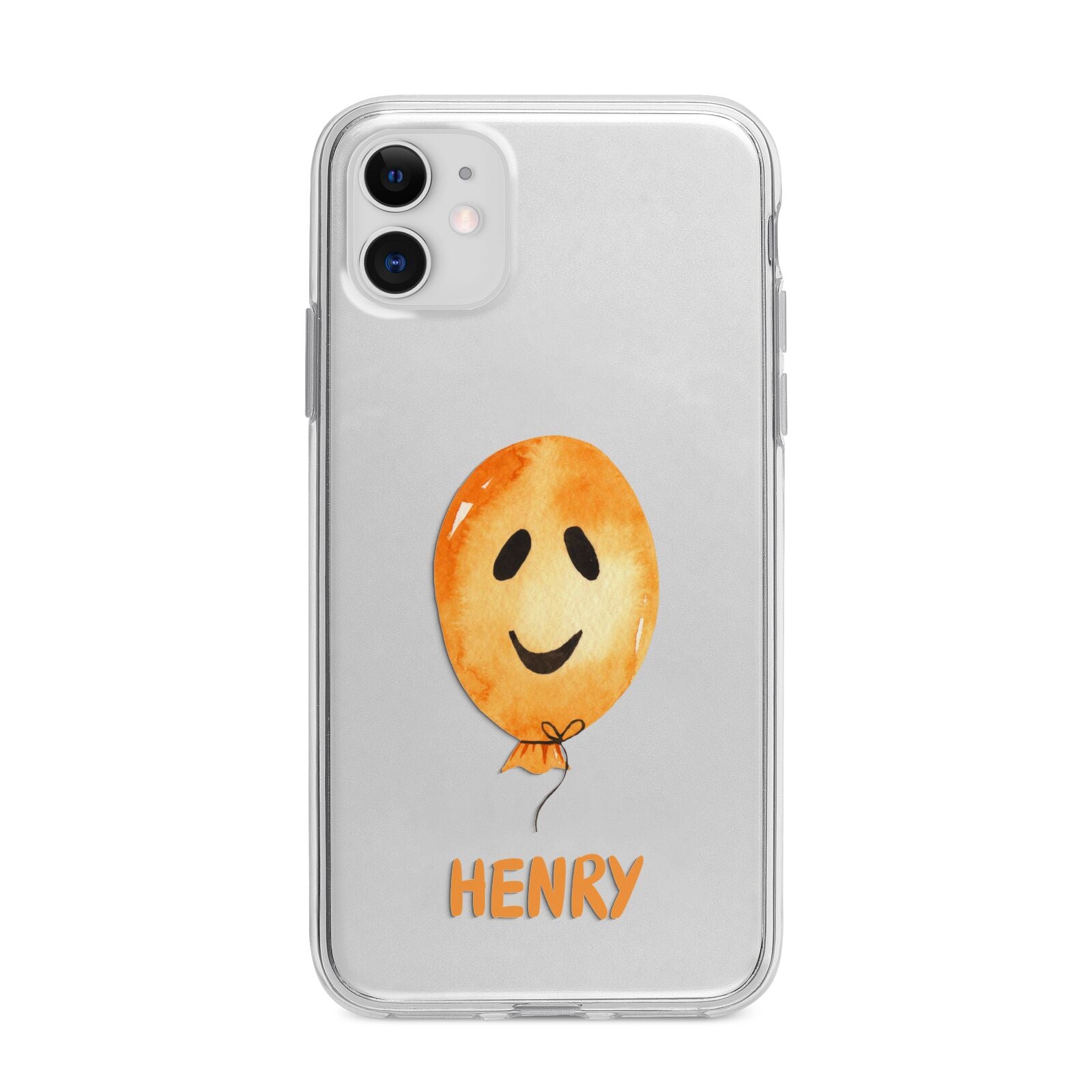 Orange Halloween Balloon Face Apple iPhone 11 in White with Bumper Case