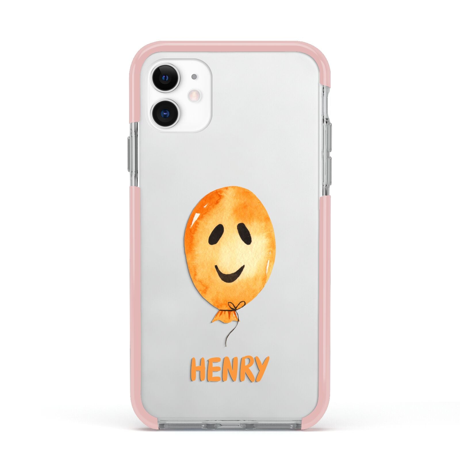 Orange Halloween Balloon Face Apple iPhone 11 in White with Pink Impact Case