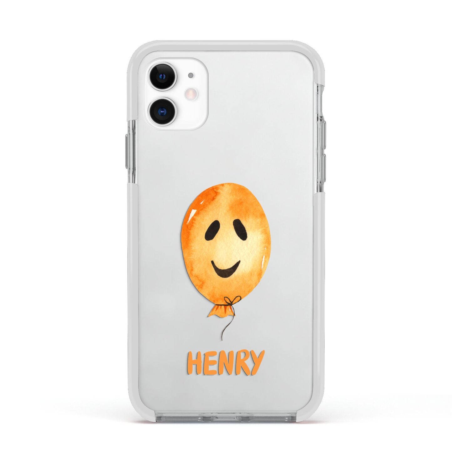 Orange Halloween Balloon Face Apple iPhone 11 in White with White Impact Case