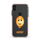Orange Halloween Balloon Face Apple iPhone Xs Impact Case Pink Edge on Black Phone