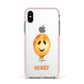 Orange Halloween Balloon Face Apple iPhone Xs Impact Case Pink Edge on Silver Phone