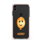 Orange Halloween Balloon Face Apple iPhone Xs Max Impact Case Pink Edge on Black Phone